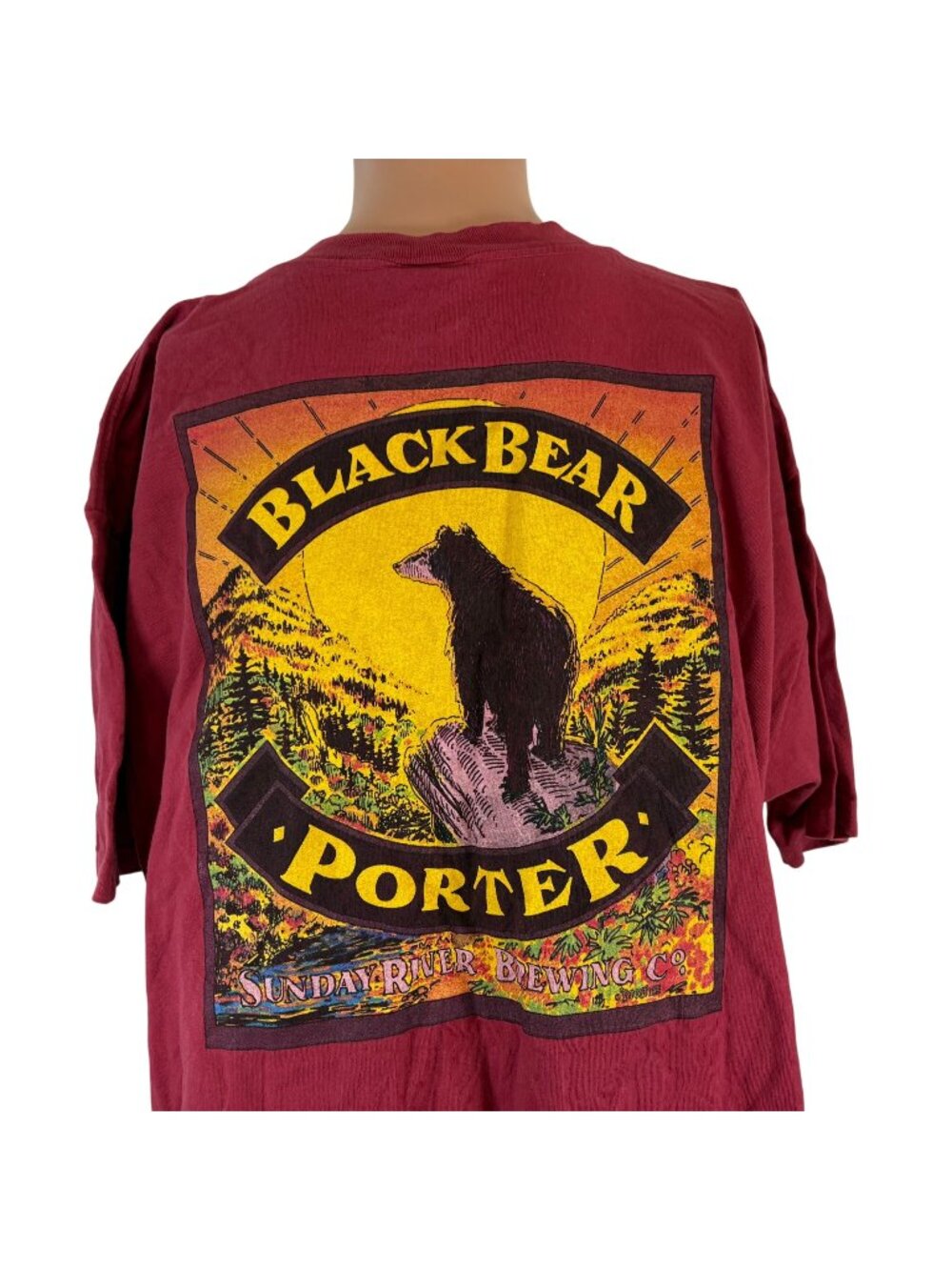 Vintage Black Bear Porter Beer T Shirt Mens Size 2XL Sunday River Brewing Maine